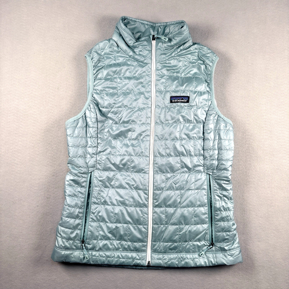 Patagonia Nano Puff Vest Womens Small Light Blue Quilted Full Zip Primaloft